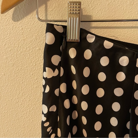 Express Mixed Polka Dot Patchwork Print Satin Midi Skirt Black White NWT-Small - Picture 6 of 13